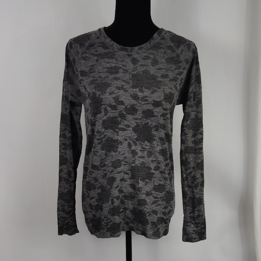 Athleta Momentum Seamless Top In Wandering Floral Black